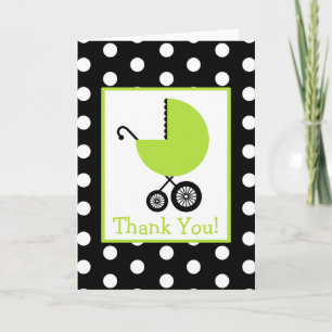 Polka Dot & Green Carriage Baby shower Bedankt