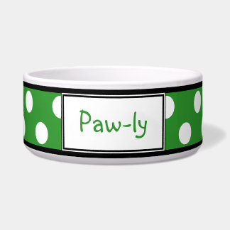 Polka Dot Green Persoonlijke Dog Bowl Voerbakje