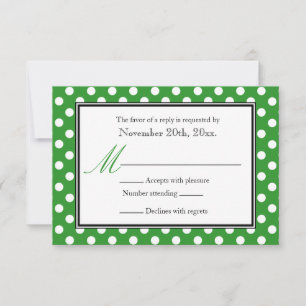 Polka Dot Green & White RSVP Cartes de réponse