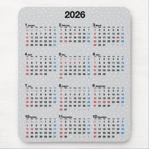 Polka Dot Grijs 2025 Kalender Muismat