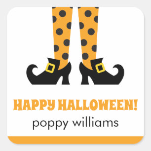 Polka Dot Halloween Heks Gepersonaliseerde Sticker
