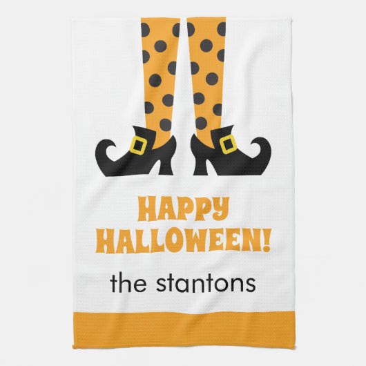 Polka Dot Halloween Witch Kitchen Towel Theedoek (Verticaal)