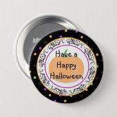 Polka Dot Happy Halloween Black Button (Voorkant /achterkant)