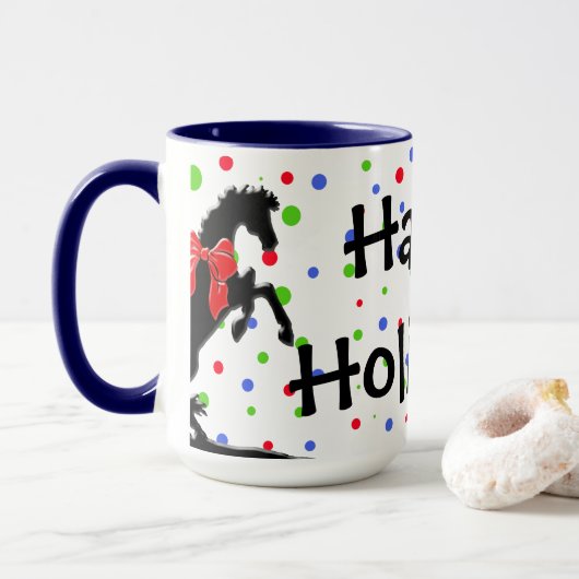 Polka Dot Heart Horses (Holiday) Mok (Met donut)