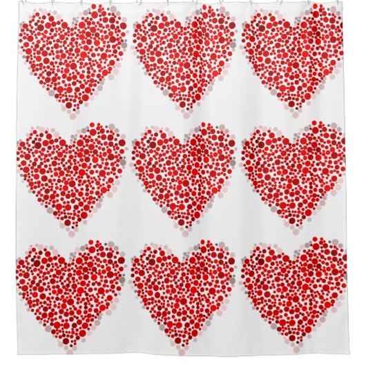 Polka Dot Heart Pattern Douchegordijn (Voorkant)