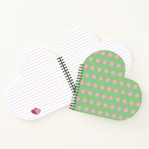 Polka Dot Heart Shaped Notitieboek (Sage Green)