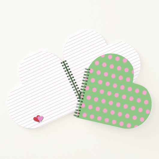 Polka Dot Heart Shaped Notitieboek (Sage Green) (Binnen)