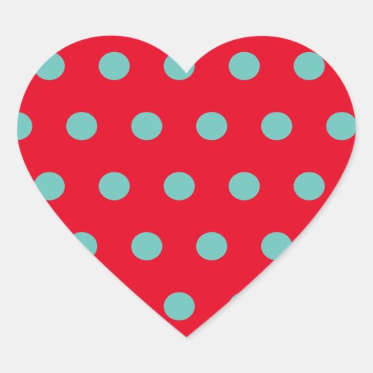 Polka Dot Heart Stickers (Rood & Aqua) (Voorkant)