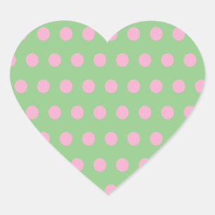 Polka Dot Heart Stickers (Sage Green & Pastel Pink