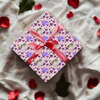 Polka Dot Hearts Custom Photo Cadeaupapier
