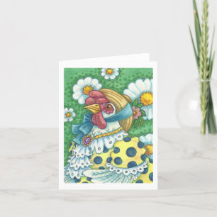 POLKA DOT HEN, CHICKEN PORTRAIT NOTE KAART leeg