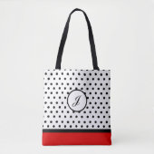 Polka dot initiaal canvas tas (Voorkant)