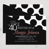 Polka Dot Invitation moderne 40e anniversaire (Devant / Derrière)