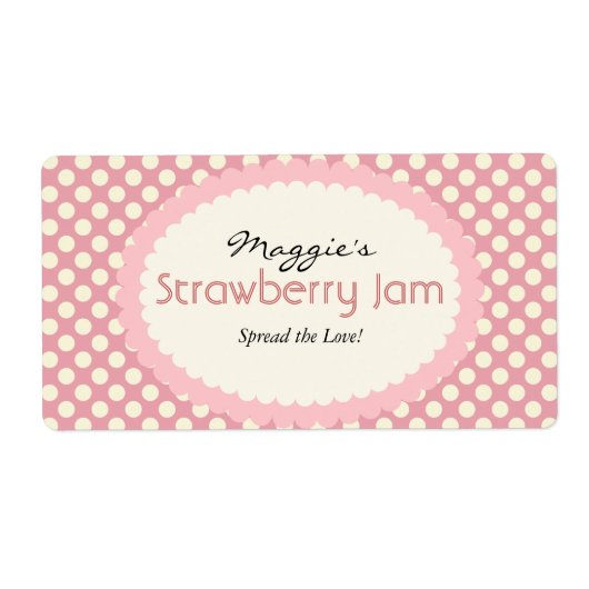 Polka Dot Jam Jar Labels, Aangepast Etiket (Voorkant)