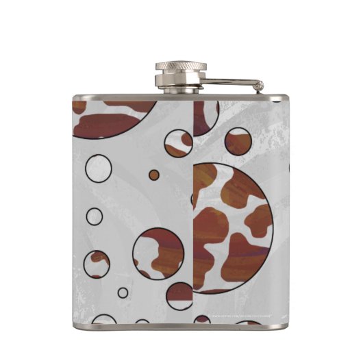 Polka Dot Koe Brown and White Print Heupfles (Achterkant)