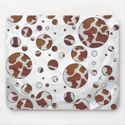 Polka Dot Koe Brown and White Print Muismat (Voorkant)
