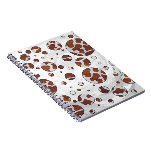 Polka Dot Koe Brown and White Print Notitieboek (Rechterzijde)