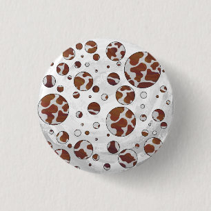 Polka Dot Koe Brown and White Print Ronde Button 3,2 Cm