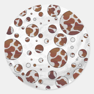 Polka Dot Koe Brown and White Print Ronde Sticker