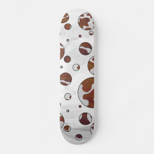 Polka Dot Koe Brown and White Print Skateboard