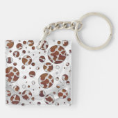 Polka Dot Koe Brown and White Print Sleutelhanger (Achterkant)