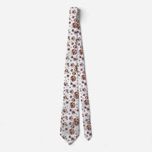 Polka Dot Koe Brown and White Print Stropdas