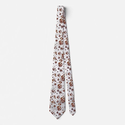 Polka Dot Koe Brown and White Print Stropdas (Voorkant)