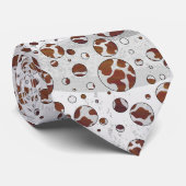 Polka Dot Koe Brown and White Print Stropdas (Opgerold)