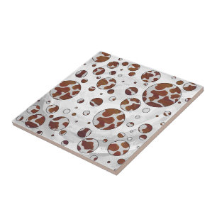 Polka Dot Koe Brown and White Print Tegeltje
