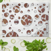 Polka Dot Koe Brown and White Print Theedoek (Gevouwen)