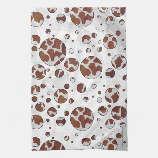 Polka Dot Koe Brown and White Print Theedoek (Verticaal)