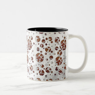 Polka Dot Koe Brown and White Print Tweekleurige Koffiemok