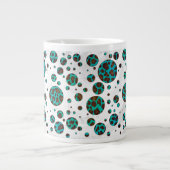 Polka Dot Koe Brown en Blauwgroen print Jumbo Mok (Voorkant)