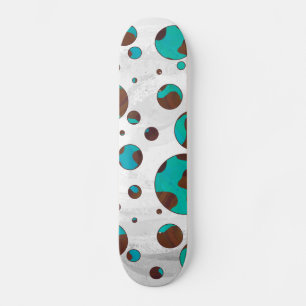 Polka Dot Koe Brown en Blauwgroen print Skateboard