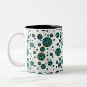 Polka Dot Koe Brown en Blauwgroen print Tweekleurige Koffiemok (Links)