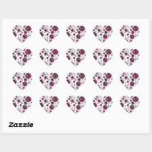 Polka Dot Koe Hot Pink en Black Print Hart Sticker (Vel)