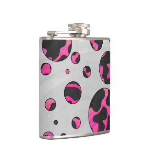 Polka Dot Koe Hot Pink en Black Print Heupfles