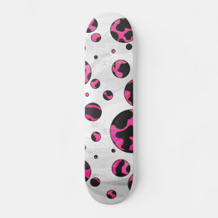 Polka Dot Koe Hot Pink en Black Print Skateboard