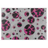 Polka Dot Koe Hot Pink en Black Print Snijplank (Voorkant)