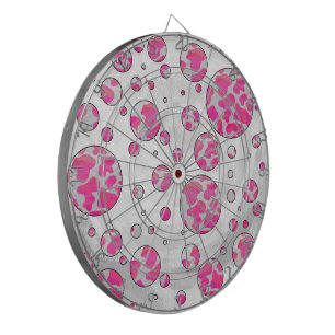 Polka Dot Koe Roze en Wit Dartbord