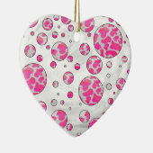 Polka Dot Koe Roze en Wit Keramisch Ornament (Rechts)