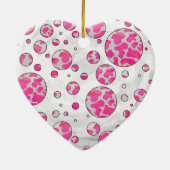 Polka Dot Koe Roze en Wit Keramisch Ornament (Achterkant)