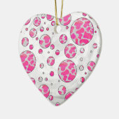 Polka Dot Koe Roze en Wit Keramisch Ornament (Links)