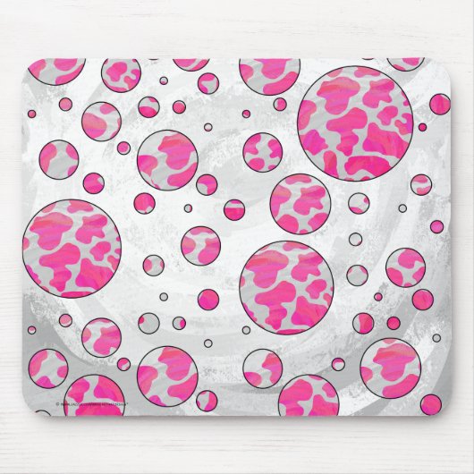 Polka Dot Koe Roze en Wit Muismat (Voorkant)