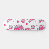 Polka Dot Koe Roze en Wit Skateboard (Horizontaal)