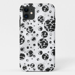 Polka Dot Koe zwart-wit afdrukken iPhone 11 Hoesje