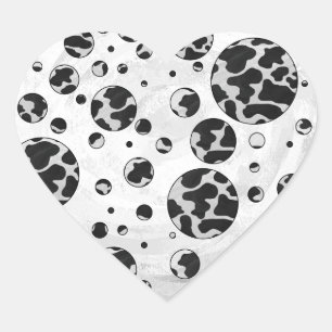 Polka Dot Koe zwart-wit afdrukken Hart Sticker
