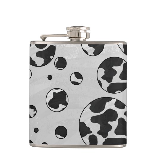 Polka Dot Koe zwart-wit afdrukken Heupfles (Voorkant)