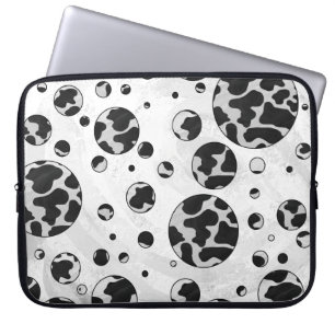 Polka Dot Koe zwart-wit afdrukken Laptop Sleeve