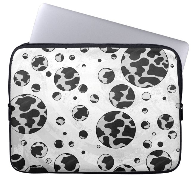 Polka Dot Koe zwart-wit afdrukken Laptop Sleeve (Voorkant)